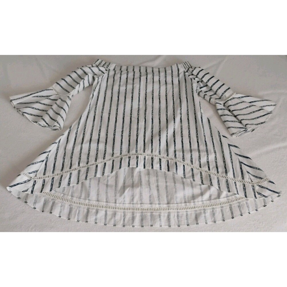 Latiste Blue and White Tunic Top Blouse Stripe Off Shoulder Sz S GC